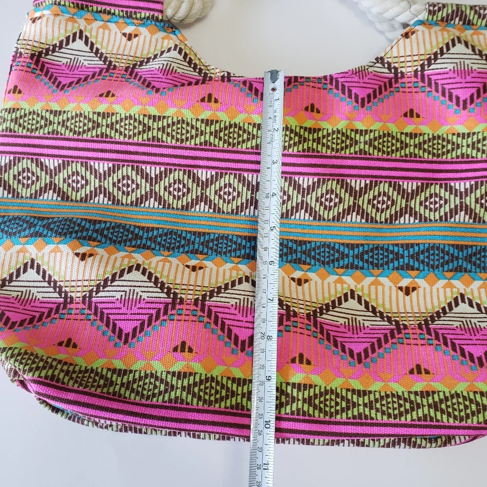 Casual Summer Beach Women Bag Lunch bag High Quality Canvas Striped - Picture 7 of 11